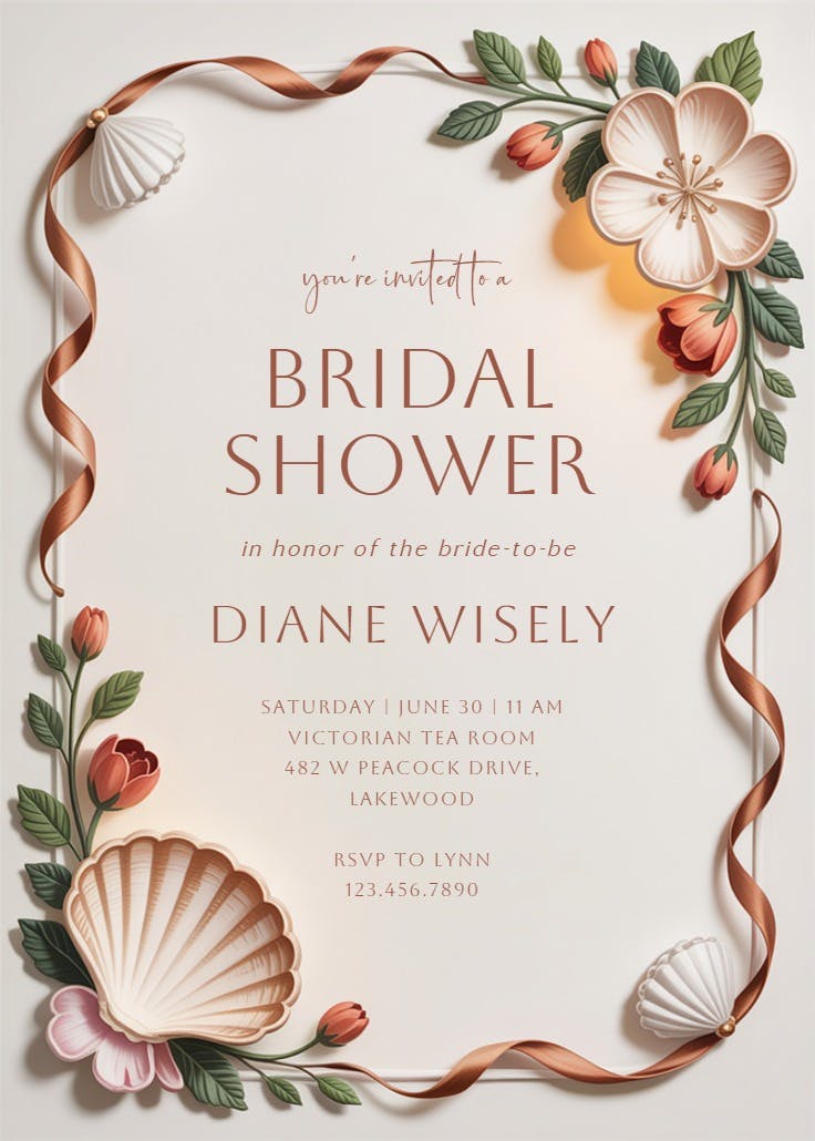 Beach florals - invitación de boda