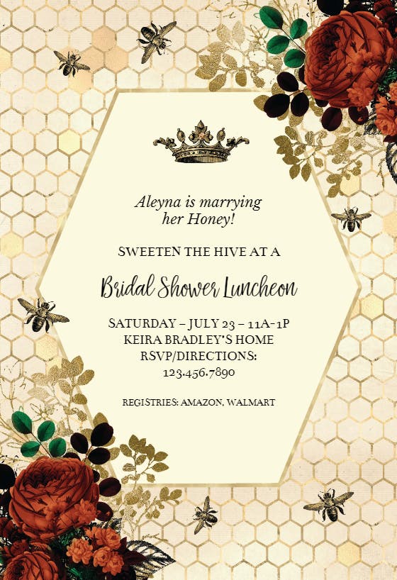 Bee-ing together - bridal shower invitation