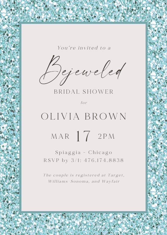 Bejeweled bride-to-be -  invitación para bridal shower
