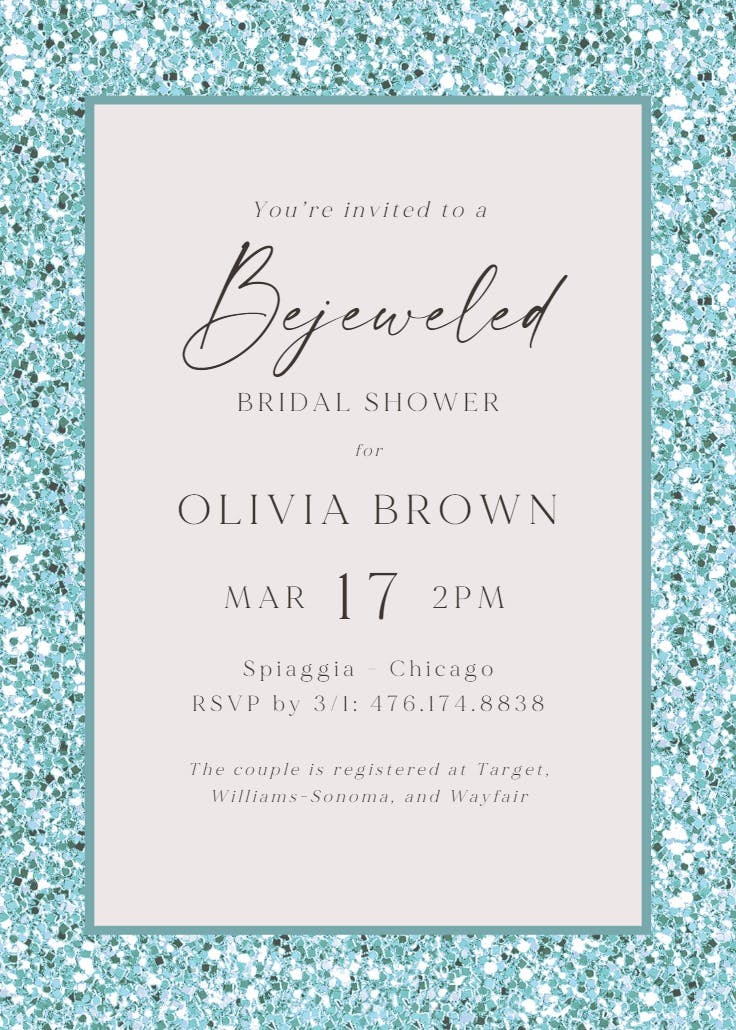 Bejeweled bride-to-be - bridal shower invitation