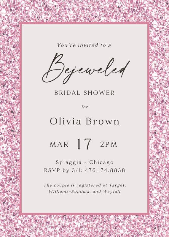 Bejeweled bride-to-be -  invitación para bridal shower