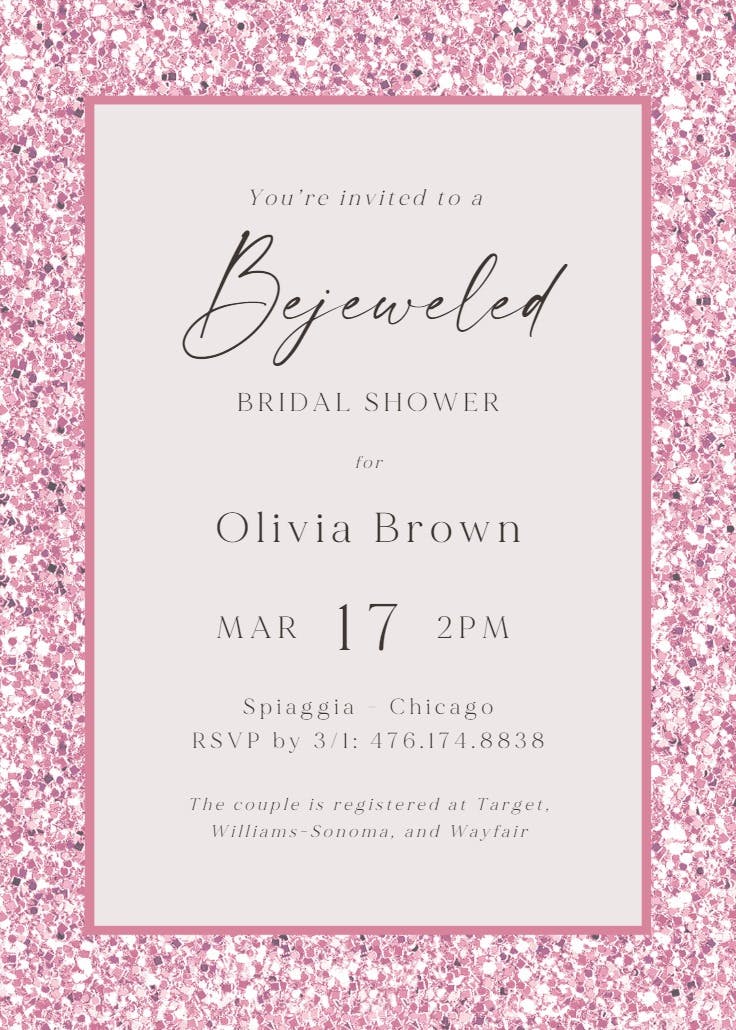 Bejeweled bride-to-be -  invitación para bridal shower