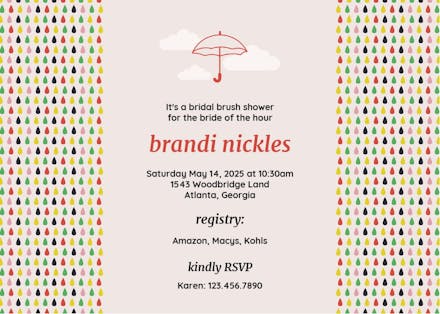 Bevy of bumbershoots - bridal shower invitation