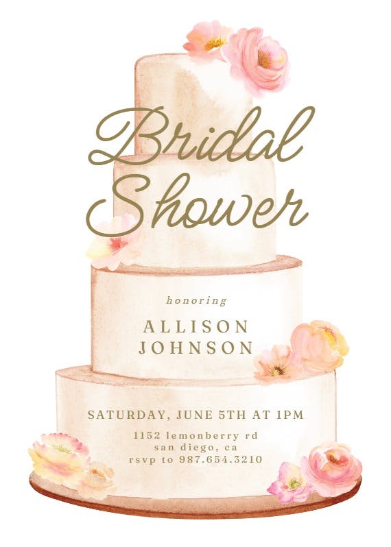 Big cake -  invitación para bridal shower