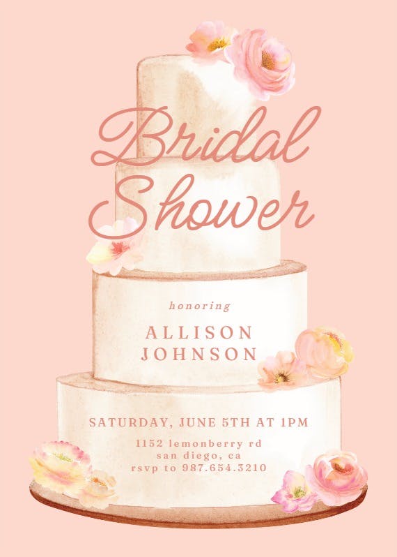 Big cake - bridal shower invitation