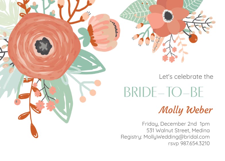 Billowy florals -  invitación para bridal shower