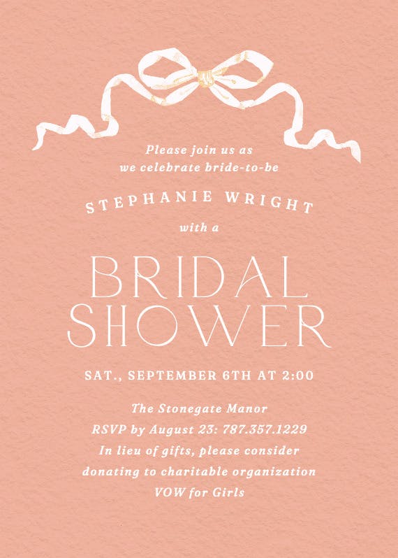 Black Ribbons - Bridal Shower Invitation Template (Free) | Greetings Island
