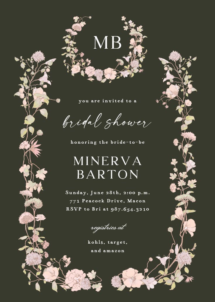 Blessed blossoms - bridal shower invitation