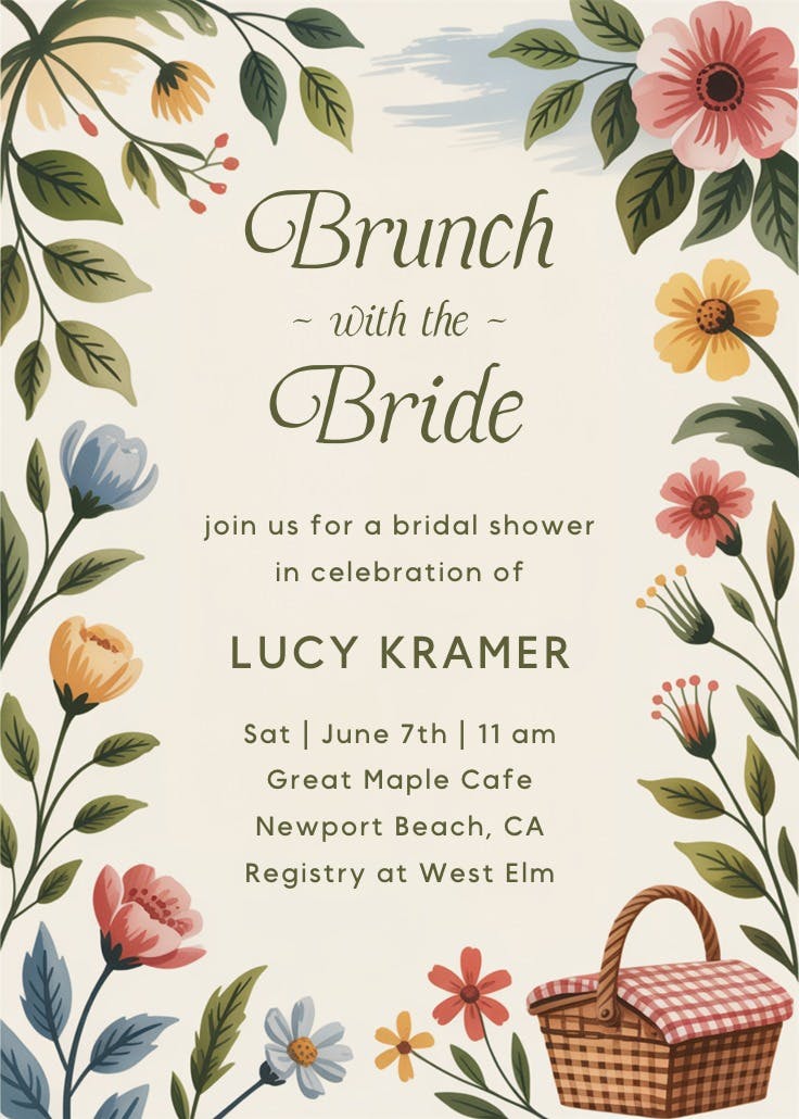 Bloom basket - invitación para bridal shower