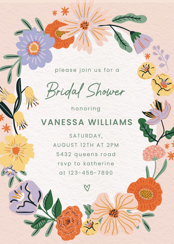 Blooming garden - bridal shower invitation