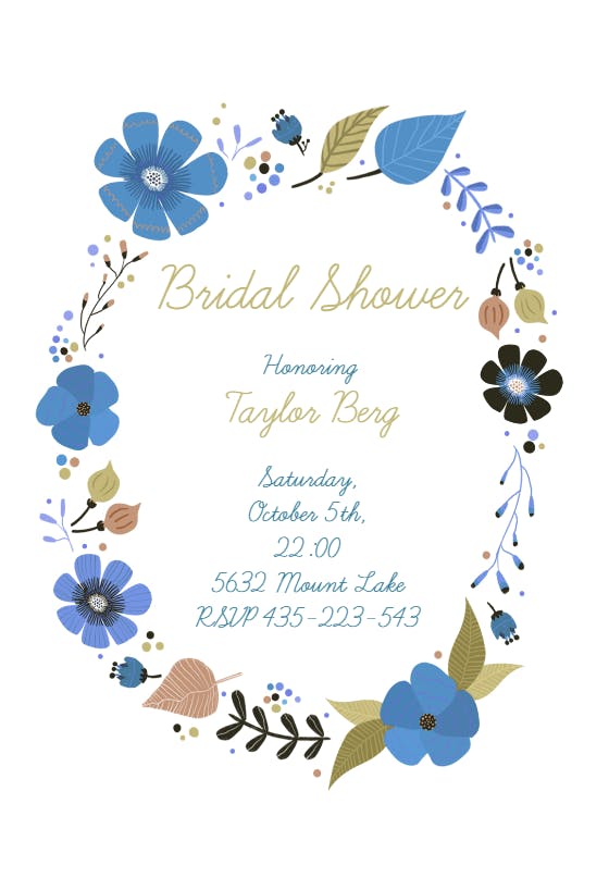 Blooming wreath - bridal shower invitation