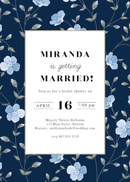 Blossom border - bridal shower invitation