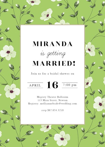 Blossom border - bridal shower invitation