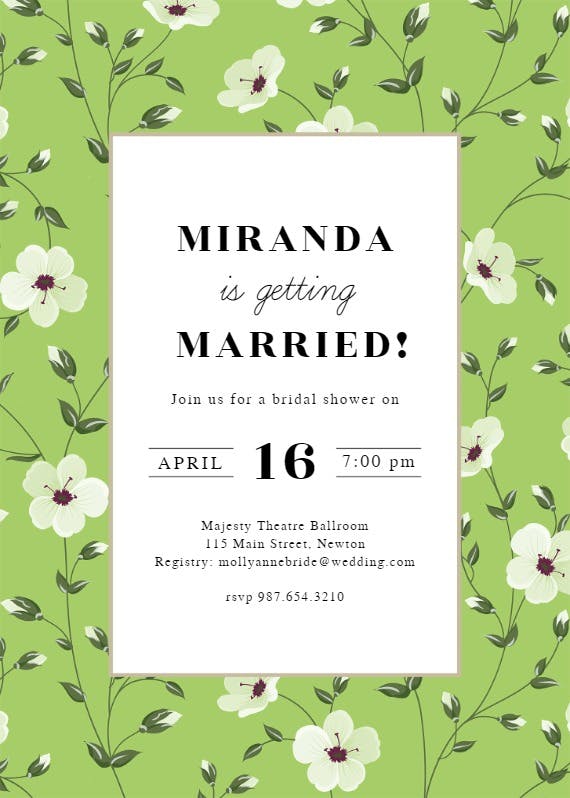 Blossom border - bridal shower invitation