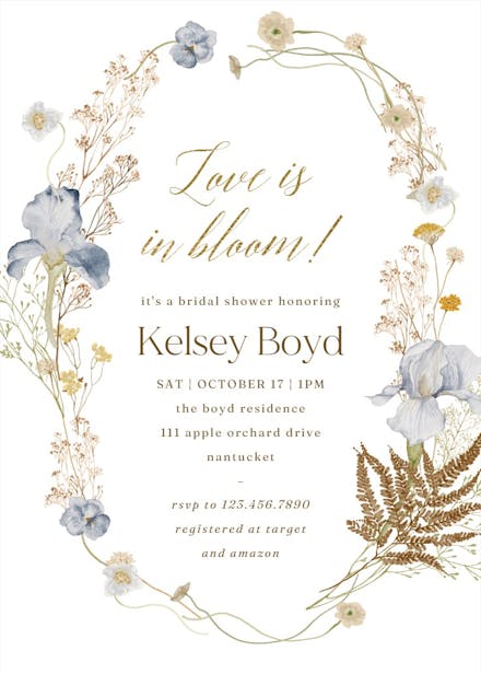 Blossoming romance - bridal shower invitation