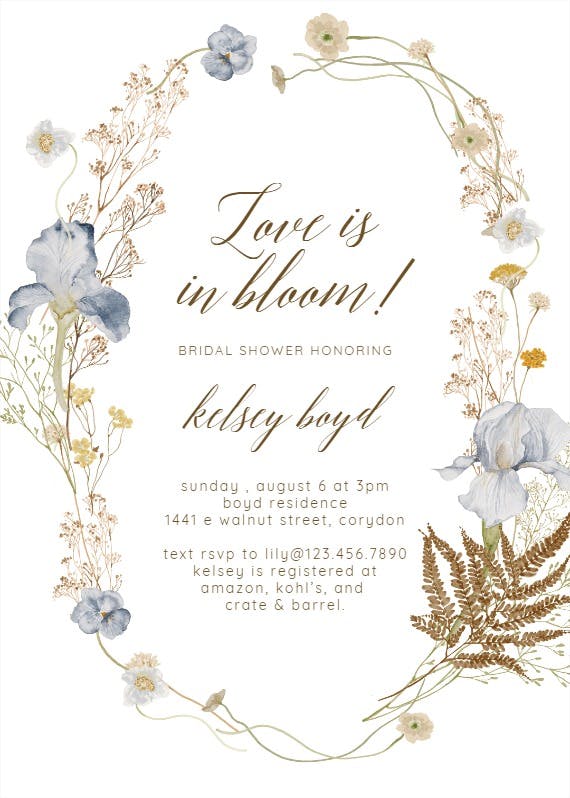 Blossoming romance - party invitation