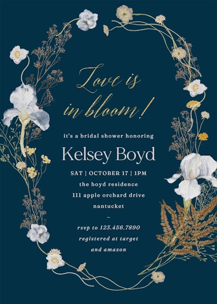 Blossoming romance - bridal shower invitation