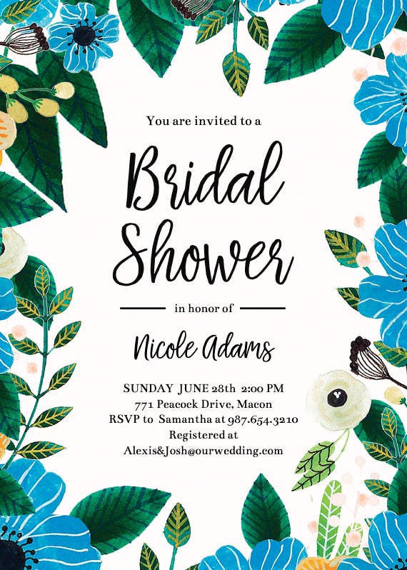 Blue & orange - bridal shower invitation