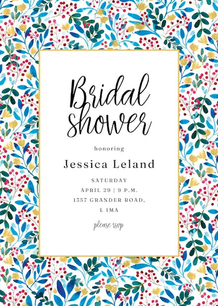 Blue & red - bridal shower invitation