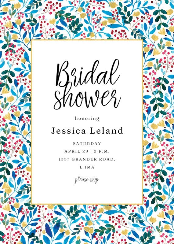 Blue & red - bridal shower invitation