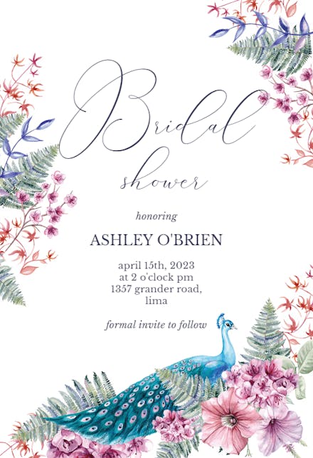 Blue Peacock - Invitation Template