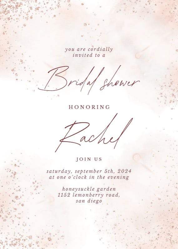 Blush gold spots - bridal shower invitation