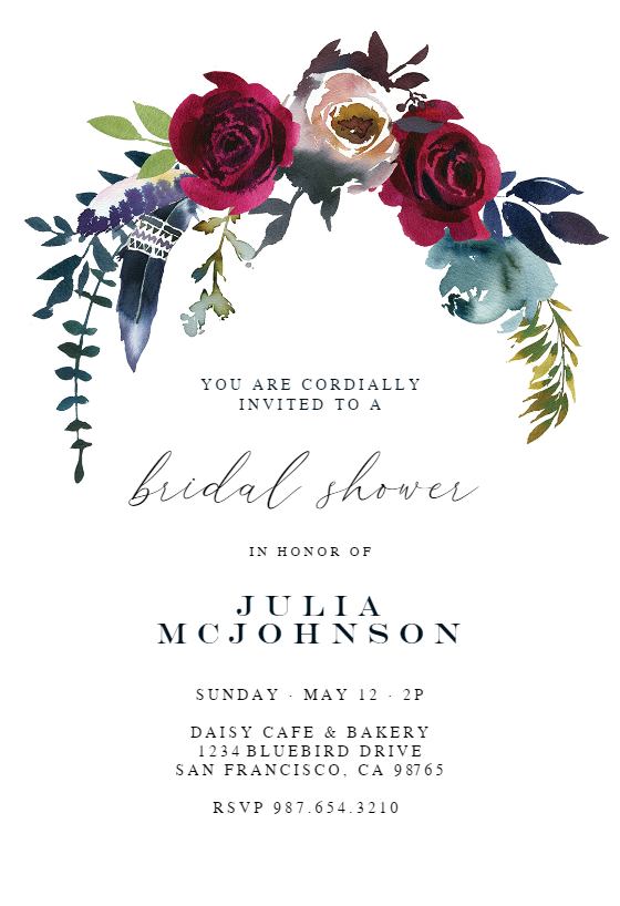 Boho Chich Burgundy - Bridal Shower Invitation Template (Free ...