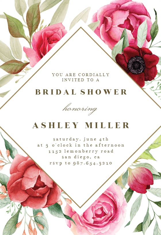 Boho romance - bridal shower invitation