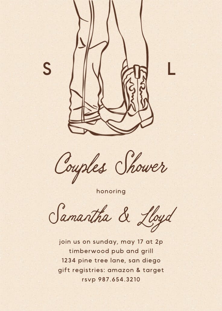 Boots by the pair - bridal shower invitation