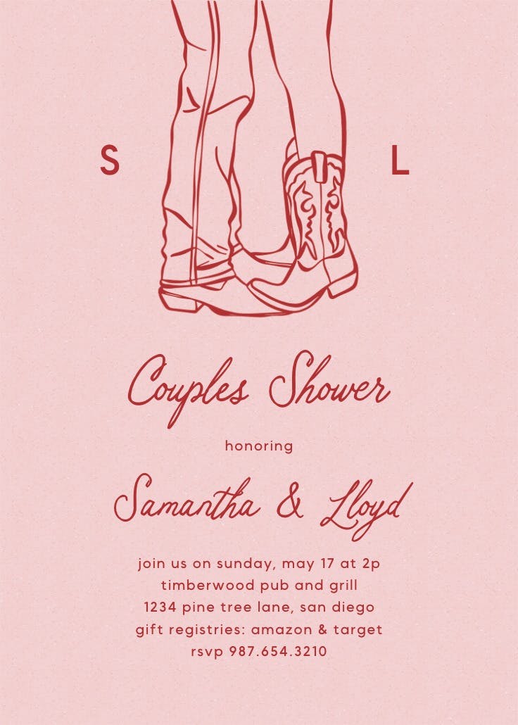 Boots by the pair - bridal shower invitation