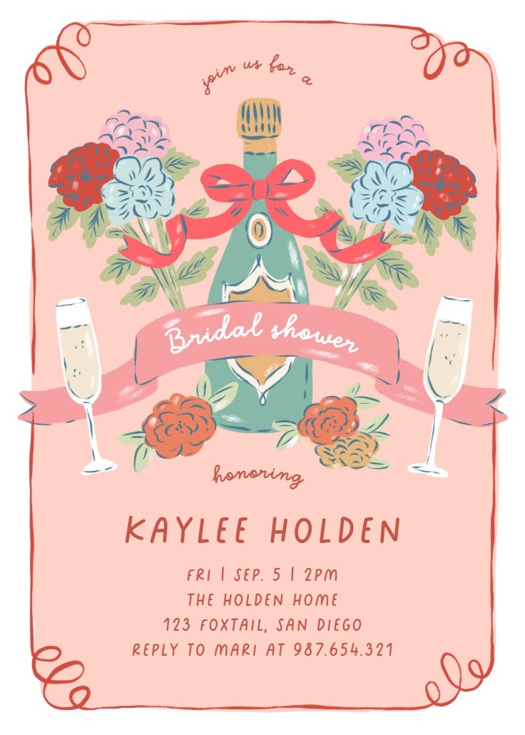 Bridal bliss & bubbly - bridal shower invitation
