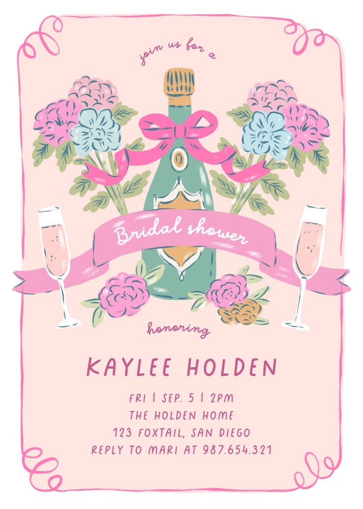 Bridal bliss & bubbly - bridal shower invitation