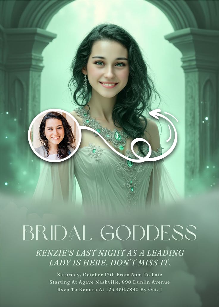 Bridal goddess - invitación para fiesta