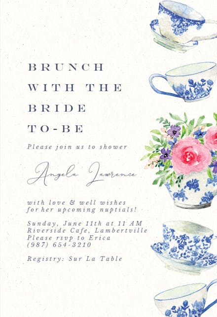 Bridal shower tea brunch - bridal shower invitation