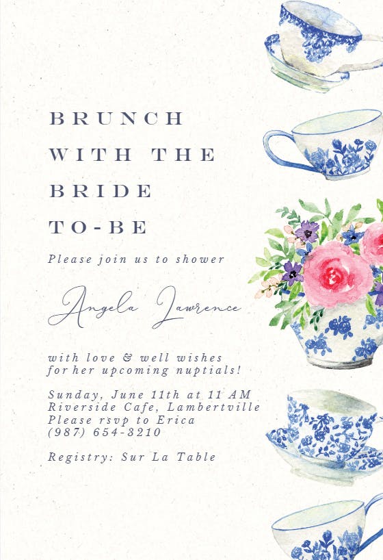 Bridal shower tea brunch - party invitation
