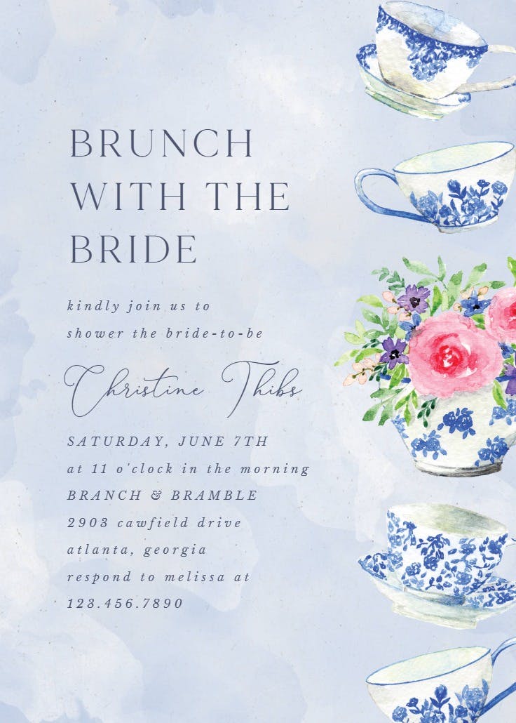 Bridal shower tea brunch - invitación para todos los días