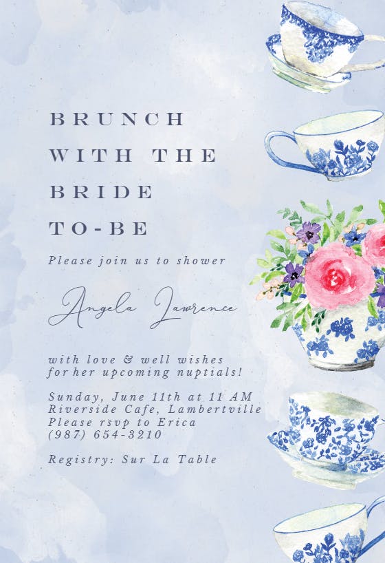 Bridal shower tea brunch - party invitation