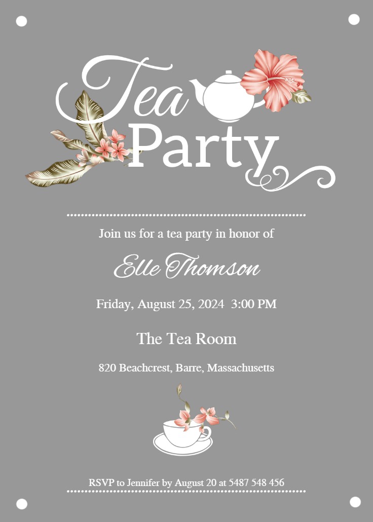 Bridal Shower Tea Party - Bridal Shower Invitation Template (Free ...