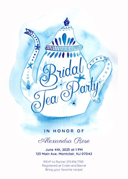 Bridal tea party - bridal shower invitation