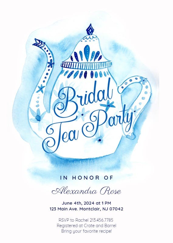 Bridal tea party - bridal shower invitation
