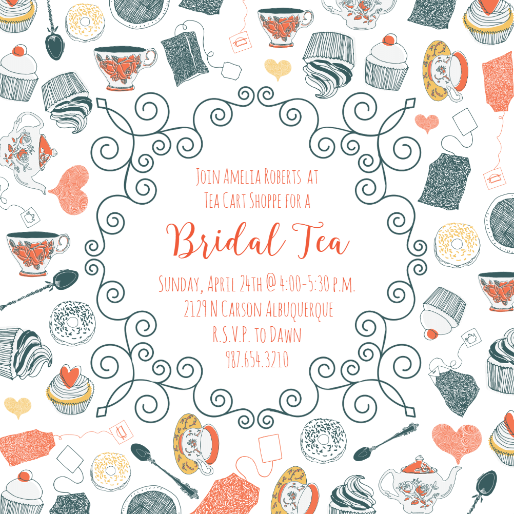 Tea Party Bridal Shower Invitation Templates (Free) Greetings Island