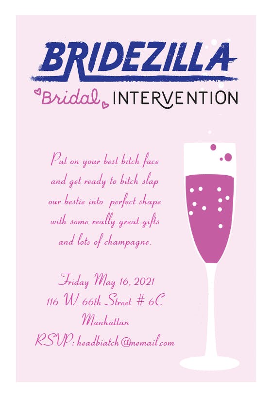 Bridezilla bridal intervention - bridal shower invitation