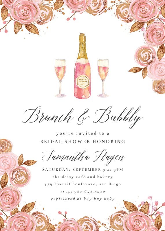 Brunch bubbly - invitación para fiesta cóctel