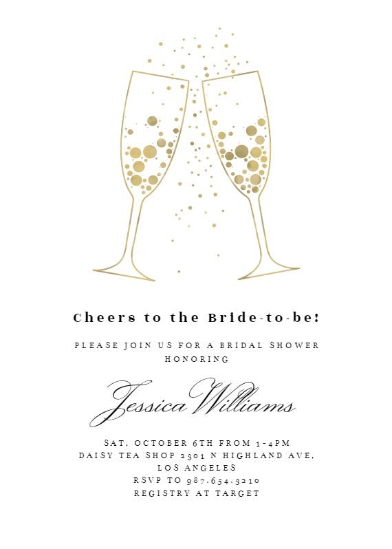 Bubbly glasses -  invitación para bridal shower