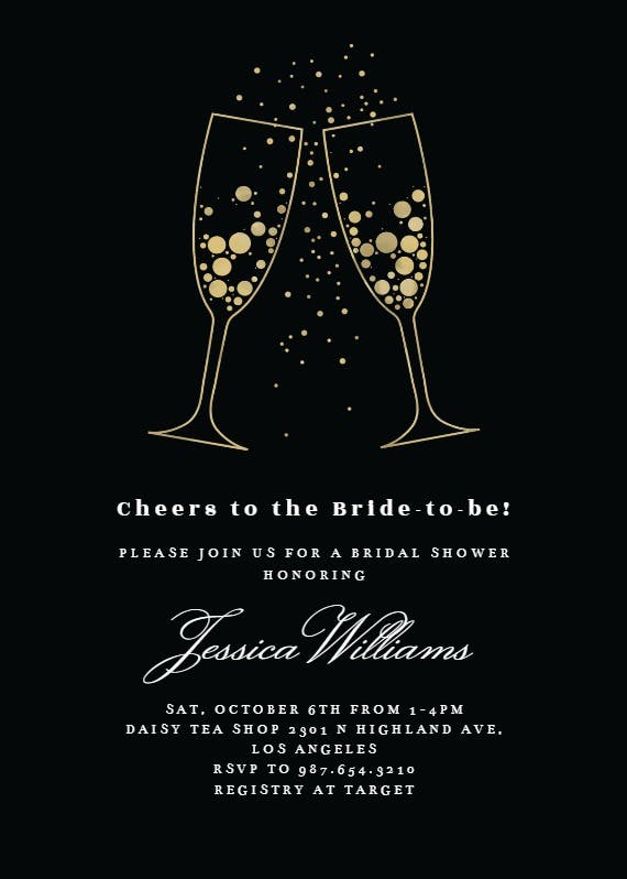 Bubbly glasses - bridal shower invitation