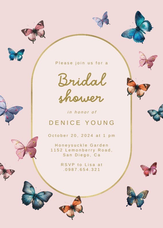 Butterfly bash - bridal shower invitation