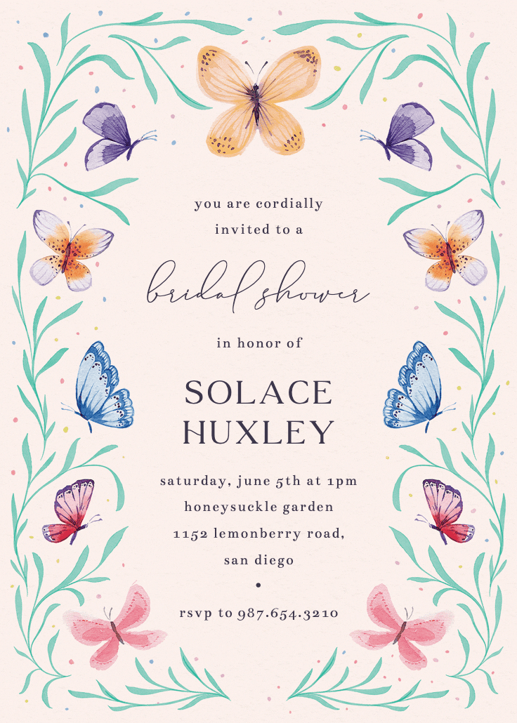 Butterfly garden - bridal shower invitation