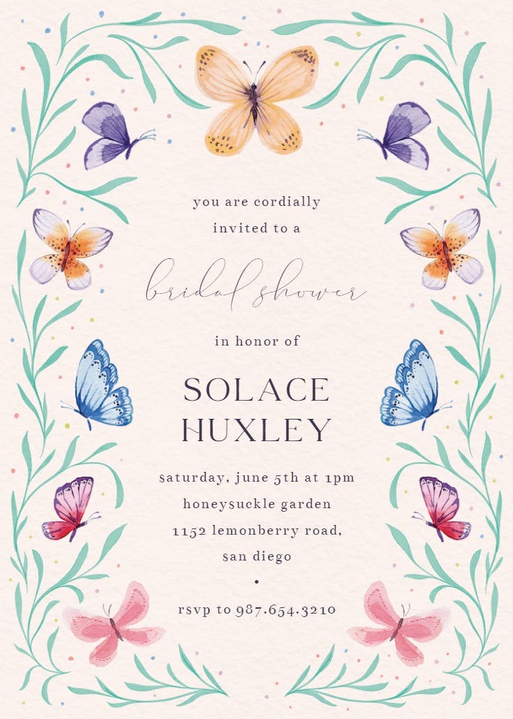 Butterfly garden - invitación para bridal shower