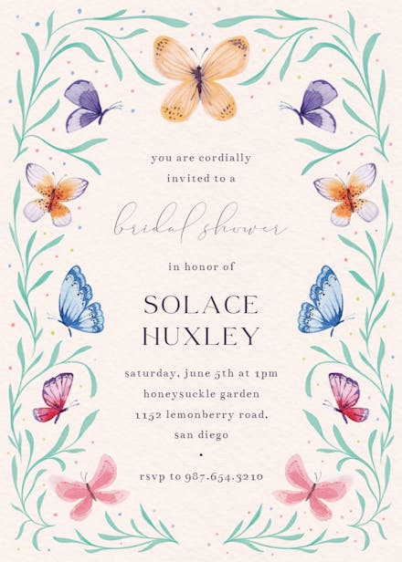Butterfly garden - bridal shower invitation