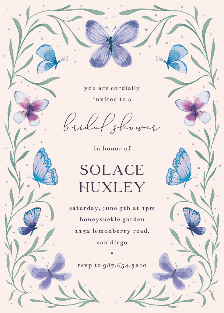 Butterfly garden - bridal shower invitation